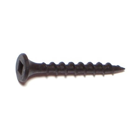 Drywall Screw, #6 X 1-1/4 In, Steel, Flat Head Square Drive, 8000 PK